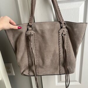 Rebecca Minkoff Paige Tote (discontinued style) - Grey Leather Whipstitch Tassel